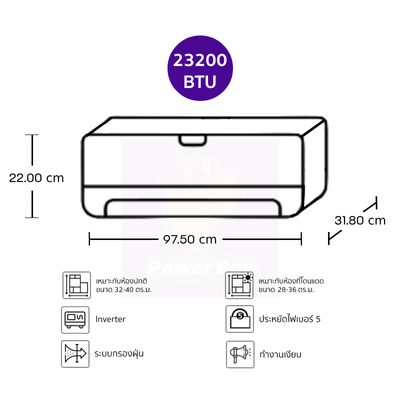 HAIER แอร์ติดผนัง UV Cool Smart 23200 BTU Inverter รุ่น HSU-24VRRA03T + ท่อ